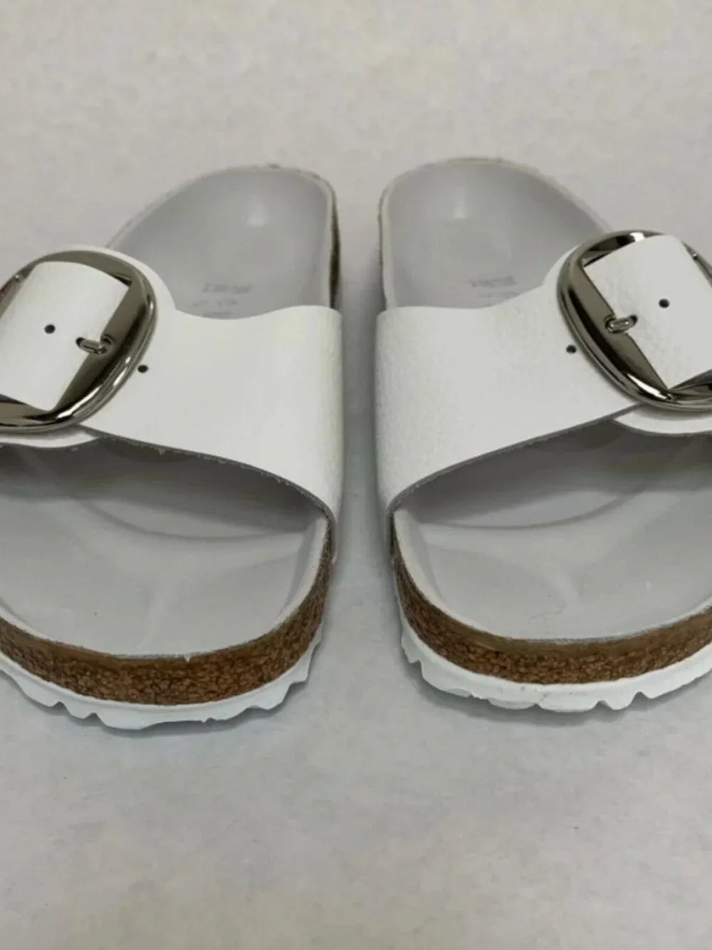 Birkenstock Madrid Big Buckle White Natural Leather Exquisite Regular Width